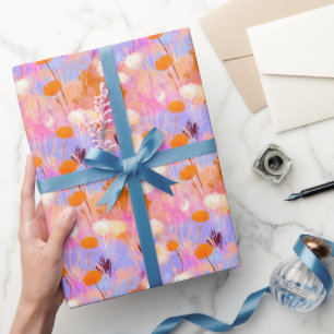 Papel De Regalo Floral Lavanda Rosa Pintura Moderna
