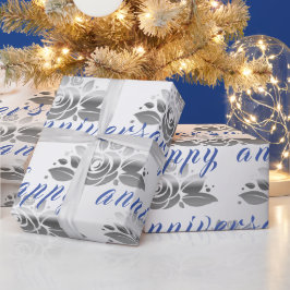 Papel De Regalo Floral Luxury Happy Silver 25° aniversario