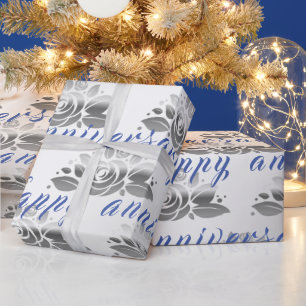 Papel De Regalo Floral Luxury Happy Silver 25° aniversario