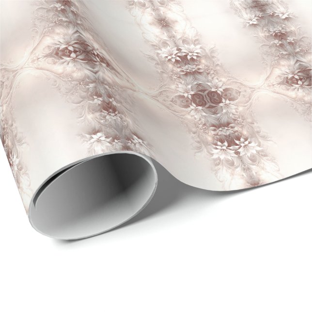 Papel de regalo floral marfil blanco (Esquina del rollo)
