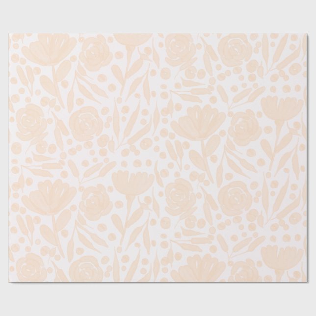 Papel de Regalo Floral Melocotón Claro (Superficie plana)