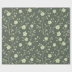 Papel de regalo floral minimalista verde salvia   