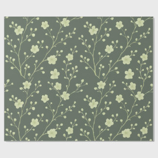 Papel de regalo floral minimalista verde salvia |