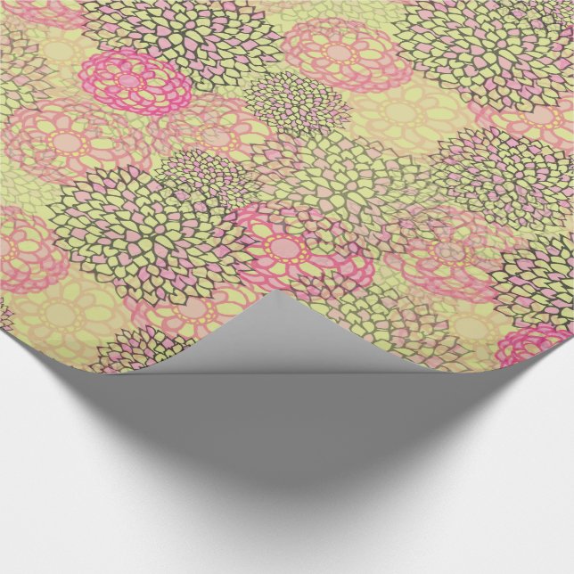 Papel De Regalo Floral moderna rosa y verde (Esquina)