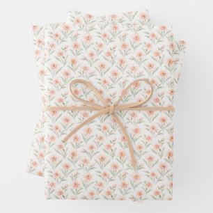 Papel de regalo floral narciso coral suave