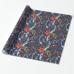 Papel de regalo floral Navy Todo el Año