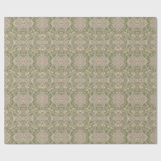 Papel de regalo floral oliva Windrush vintage (Superficie plana)