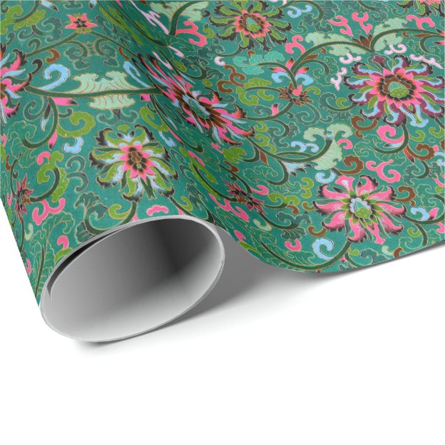 Papel De Regalo Floral oriental antigua (Esquina del rollo)