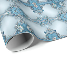 Papel de Regalo Floral Ornado Azul