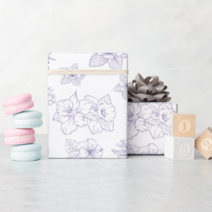 Papel De Regalo Floral Oscuro Malhumorado   Línea Botánica Púrpura
