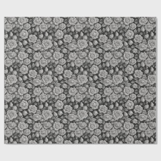 Papel De Regalo Floral Oscuro Rosas Grises Negras Estético