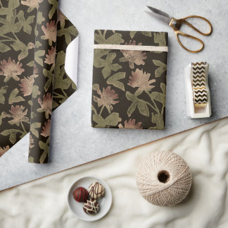 Papel de regalo floral oscuro vintage elegante