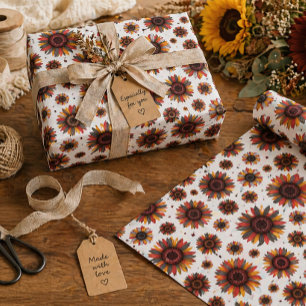 Papel de Regalo Floral Otoño Girasoles Brillantes 