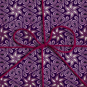 Papel De Regalo Floral Paisley Oscuro Púrpura Flor Patrón Giro