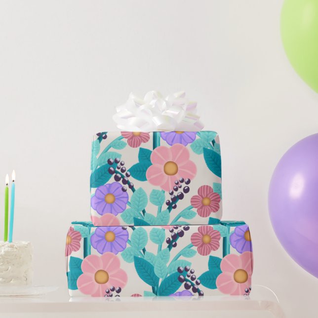 Papel de Regalo Floral Pastel (Regalos de fiesta)
