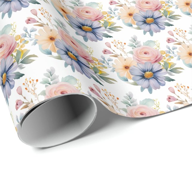 Papel De Regalo Floral Pastel de Primavera (Esquina del rollo)