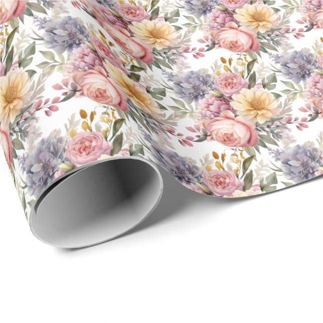 Papel De Regalo Floral Pastel de Primavera (Esquina del rollo)