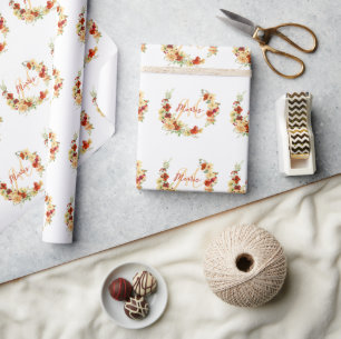 Papel De Regalo floral personalizado de otoño