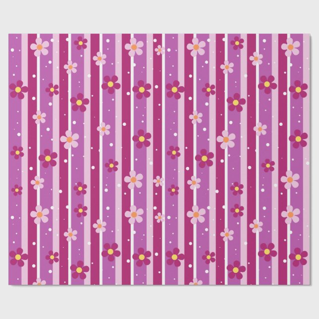 Papel de Regalo Floral Púrpura (Superficie plana)