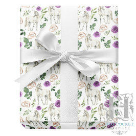 Papel de Regalo Floral Púrpura Ecuestre Rústico