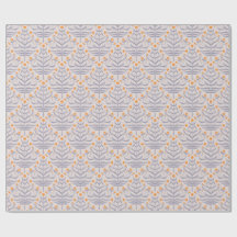 Papel de regalo floral ramificado gris y amarillo