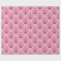 Papel de regalo floral ramificado rosa y amarillo