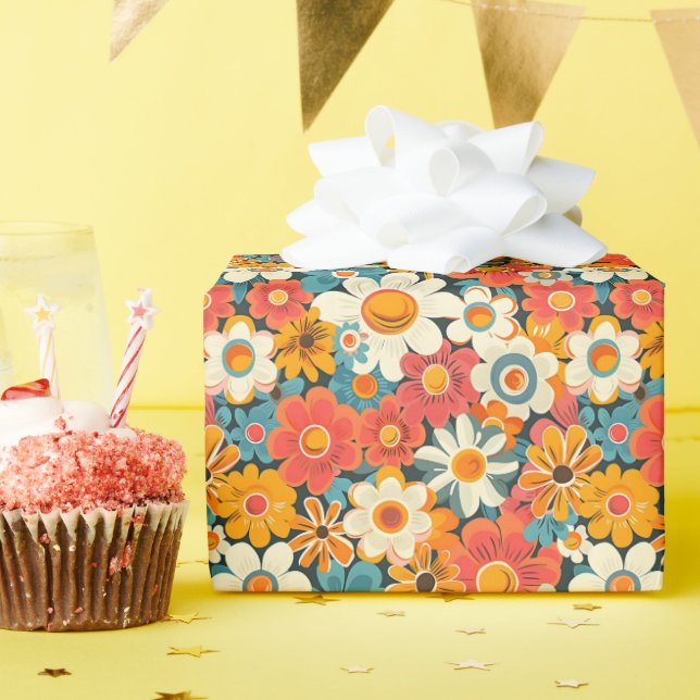 Papel de regalo floral Retro Daisy (Fiesta de cumpleaños )