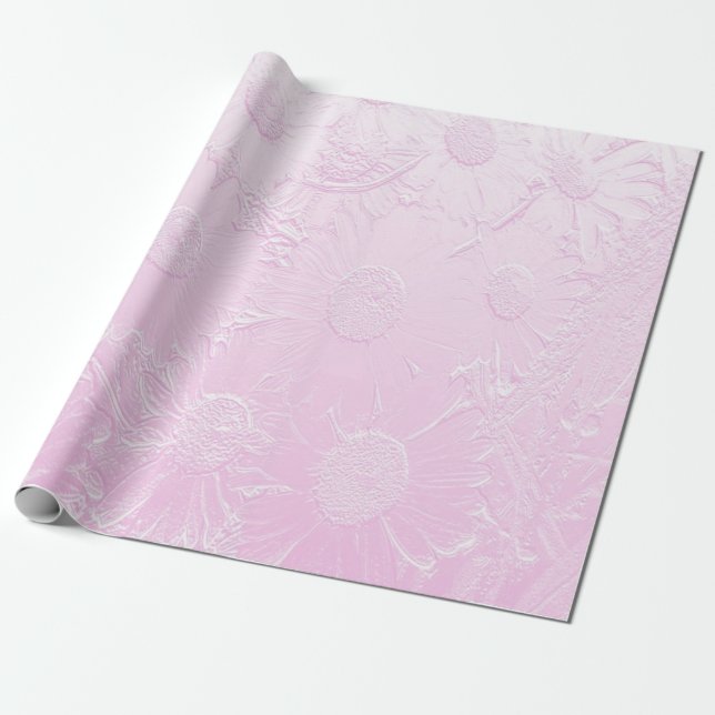 Papel De Regalo Floral rosa grabado (Desenrollado)
