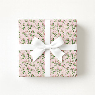 Papel de regalo floral rosa Grandmillennial Cottag