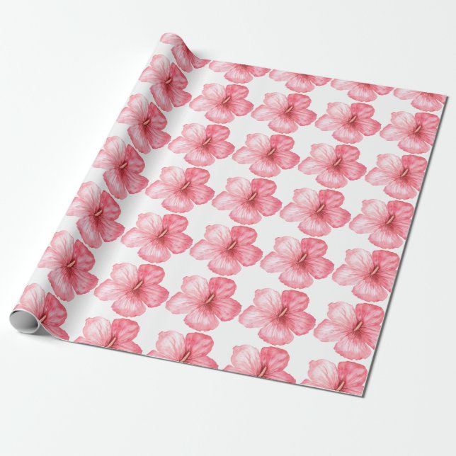 Papel De Regalo Floral Rosa Hawaiano Bonito Femenino Elegante (Desenrollado)