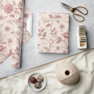 Papel de regalo Floral Rosa Polvo Toile Francés