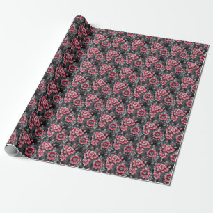 Papel De Regalo Floral Rosa y Gris