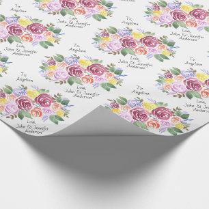 Papel De Regalo Floral Rose Bouquet Personalizado hacia y desde