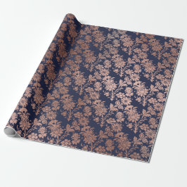 Papel De Regalo Floral Rubor Faux Faux Pink Rose Gold de la Marina