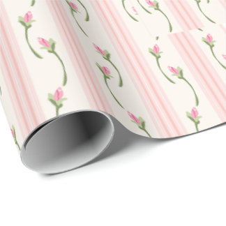 Papel De Regalo Floral Shabby Chic Rosa Blanco y Crema