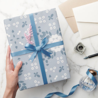 Papel De Regalo Floral Sin Costuras Campestre Azul Polvoriento