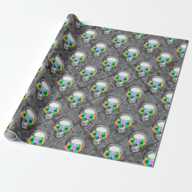 PAPEL DE REGALO FLORAL SKULL (Desenrollado)