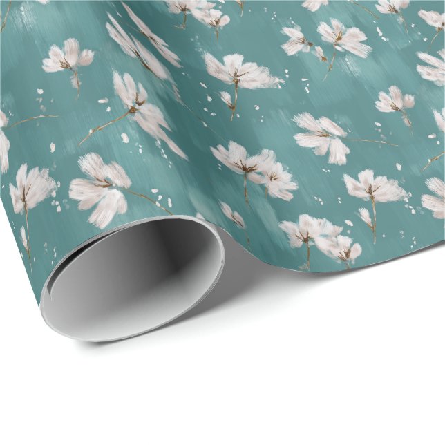 Papel De Regalo Floral Snow Spring Wrapping Paper (Esquina del rollo)
