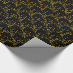 Papel de regalo Floral Spray, Estilo 1-Negro-Oro