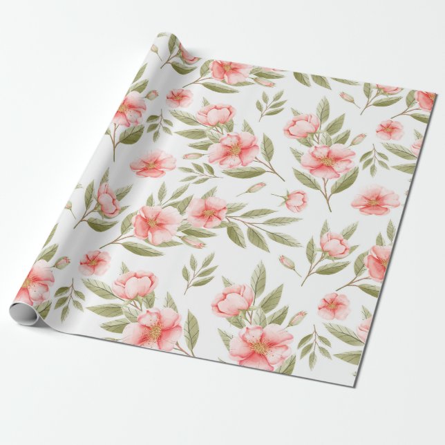 Papel De Regalo Floral suave (Desenrollado)