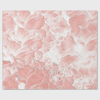 Papel de regalo floral suave melocotón y rosa