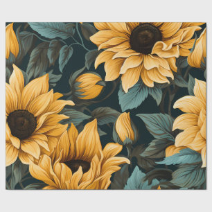 Papel De Regalo Floral Sunflower Bliss: Agradable patrón sin foco