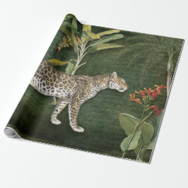 Papel De Regalo Floral tropical de leopardo de la jungla y desenla