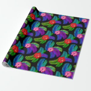 Papel De Regalo Floral Tropical Hawaiano