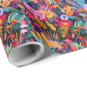 Papel De Regalo Floral tropical maximalista