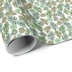 Papel De Regalo Floral Valencia Green Beige