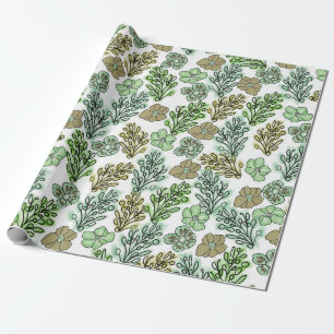Papel De Regalo Floral Valencia Green Beige