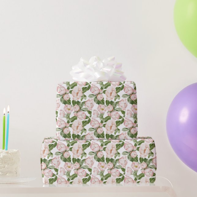 Papel De Regalo Floral verde rosa Cumpleaños Bridal Ducha Para Ell (Regalos de fiesta)