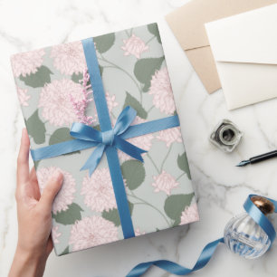 Papel de regalo floral verde salvia dahlia