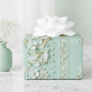 Papel De Regalo Floral Verde Vintage